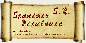 Stanimir Mitulović vizit kartica